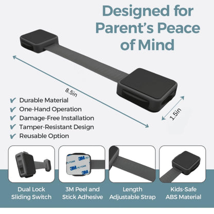 6 Pack Black Child Proof Cabinet Locks No Drilling Easy Installation Adjustable & Reusable