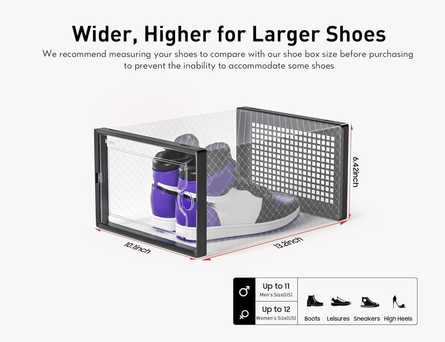 Shoe Storage Boxes Organizers Clear Plastic Stackable 12 Pack Shoe Rack & Holder Substitute Sneaker Containers