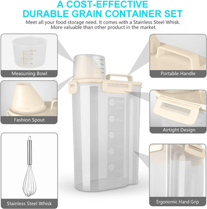 Food Storage Containers BPA Free Plastic Storage Bin Dispenser with Pourable Spout Measuring cup for Cereal
