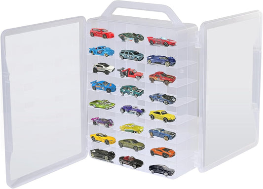 Hot Wheels Storage with Carrying Handle, Portable 1/64 Scale Toy Cars Storage Box Compatible with 46 Matchbox Hot Wheels Storage
