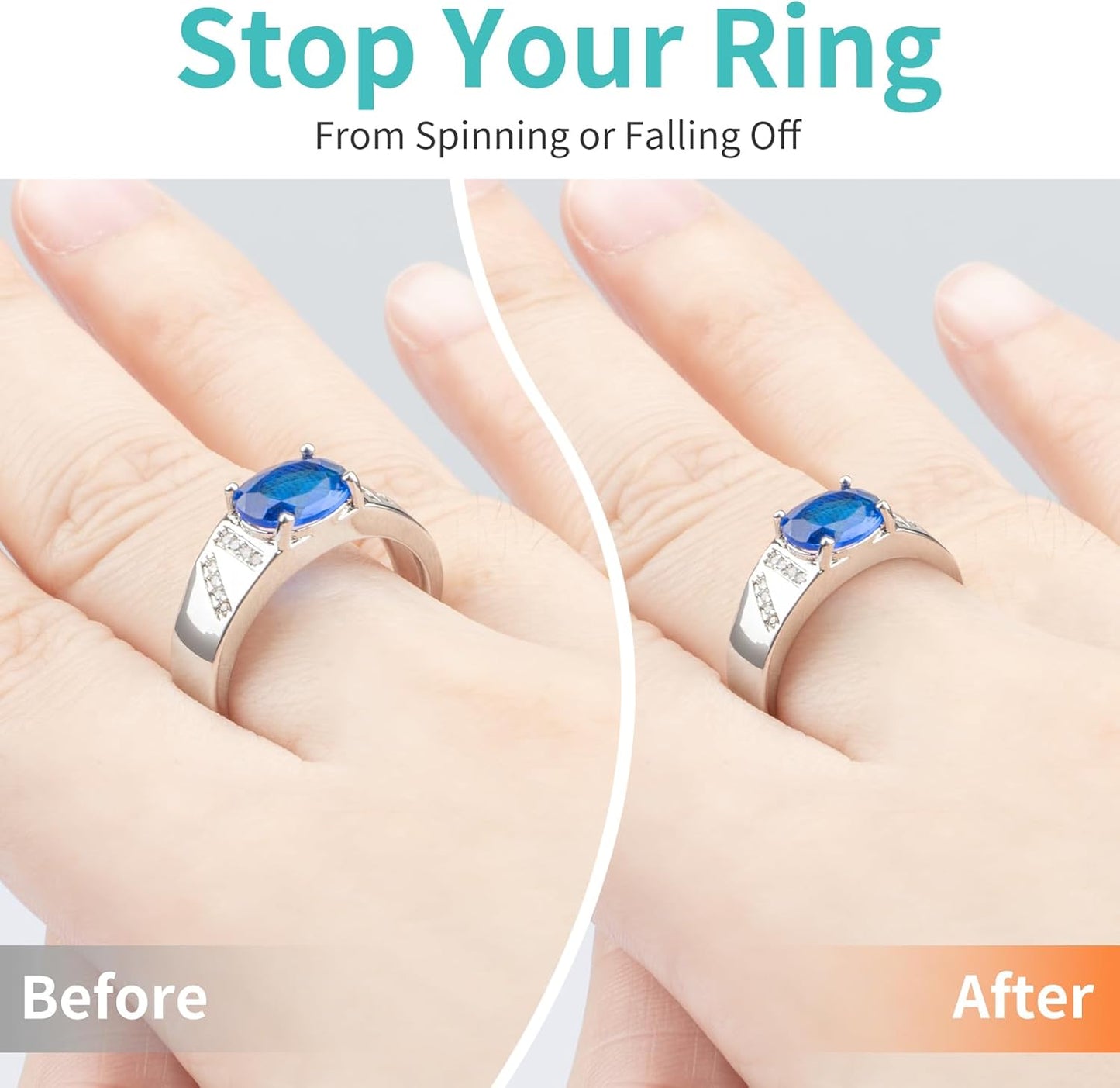 8 Pack 8 Sizes Ring Size Adjuster Invisible Ring Guards for Women and Men Resizer with Polishing Cloth