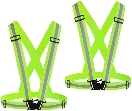 2 Pack High Visibility Adjustable Safety Ves for Night Cycling Hiking Jogging