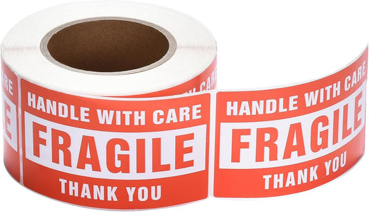 Fragile Stickers for Shipping 3in x 2in Handle with Care Labels 1 Roll 500 per Roll