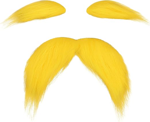 Yellow Mustache and Eyebrows Fake Beard for Kid & Adult Cosplay Halloween Costume Accessories Funny Party Favor