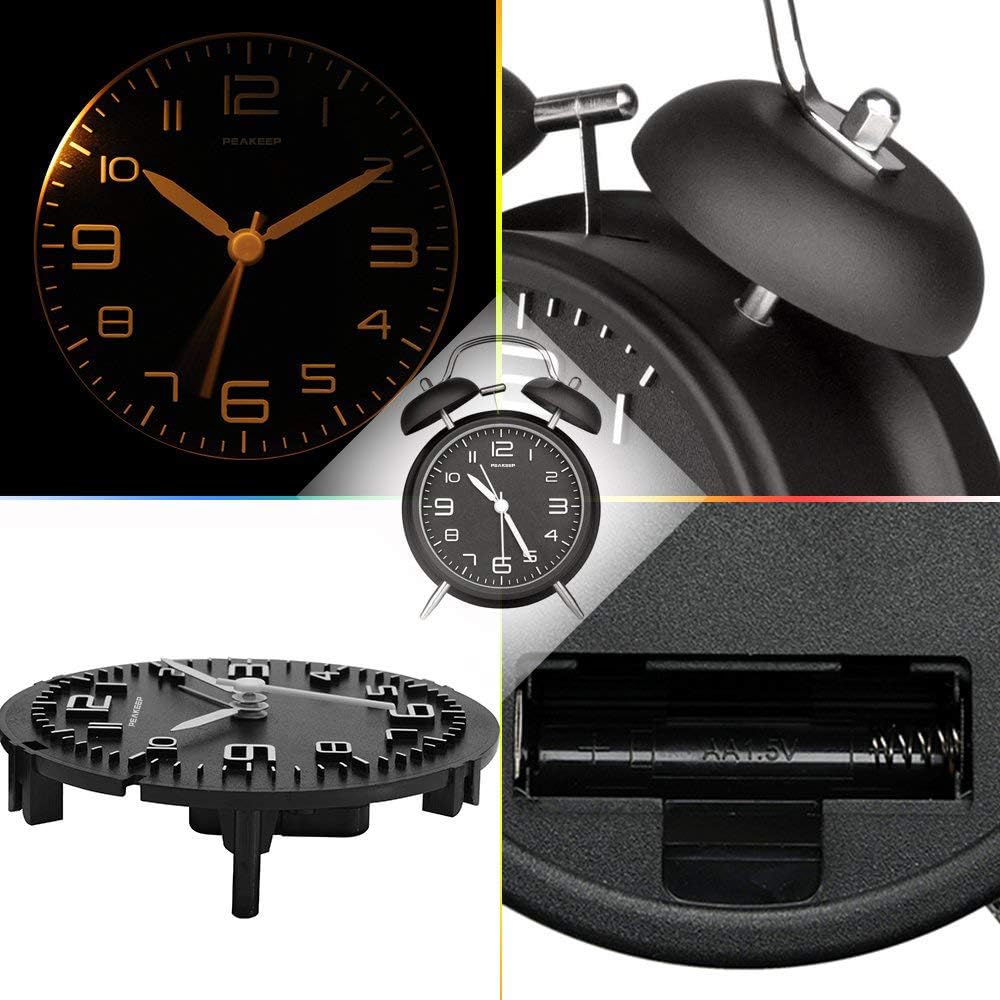 Twin Bell Loud Alarm Clock for Heavy Sleepers Backlight Battery Operated Old Fashioned Alarm Clock