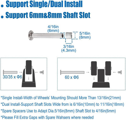Luggage 45mm x 18mm Set of 4 Luggage Suitcase Replacement Wheels, Rubber Swivel Caster Wheels