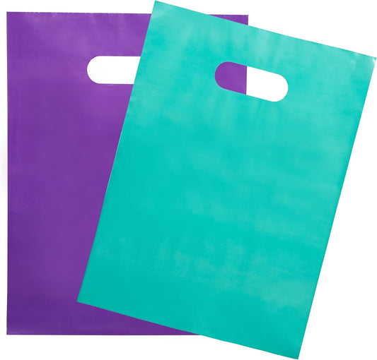 200 Teal & Purple 9"x12" Bags 1.5Mil Thick Glossy With Handles