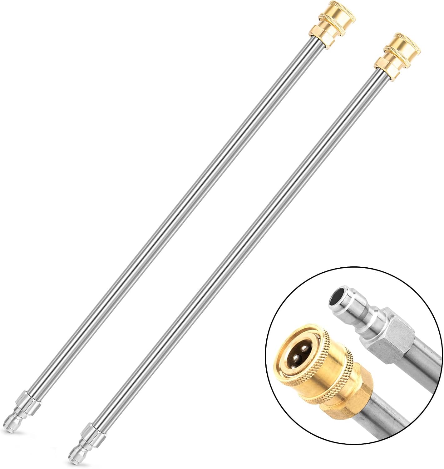 2 Pack 17 Inch Stainless Steel Heavy Duty Wands with 1/4 Inch Quick Connect Fits Most Pressure