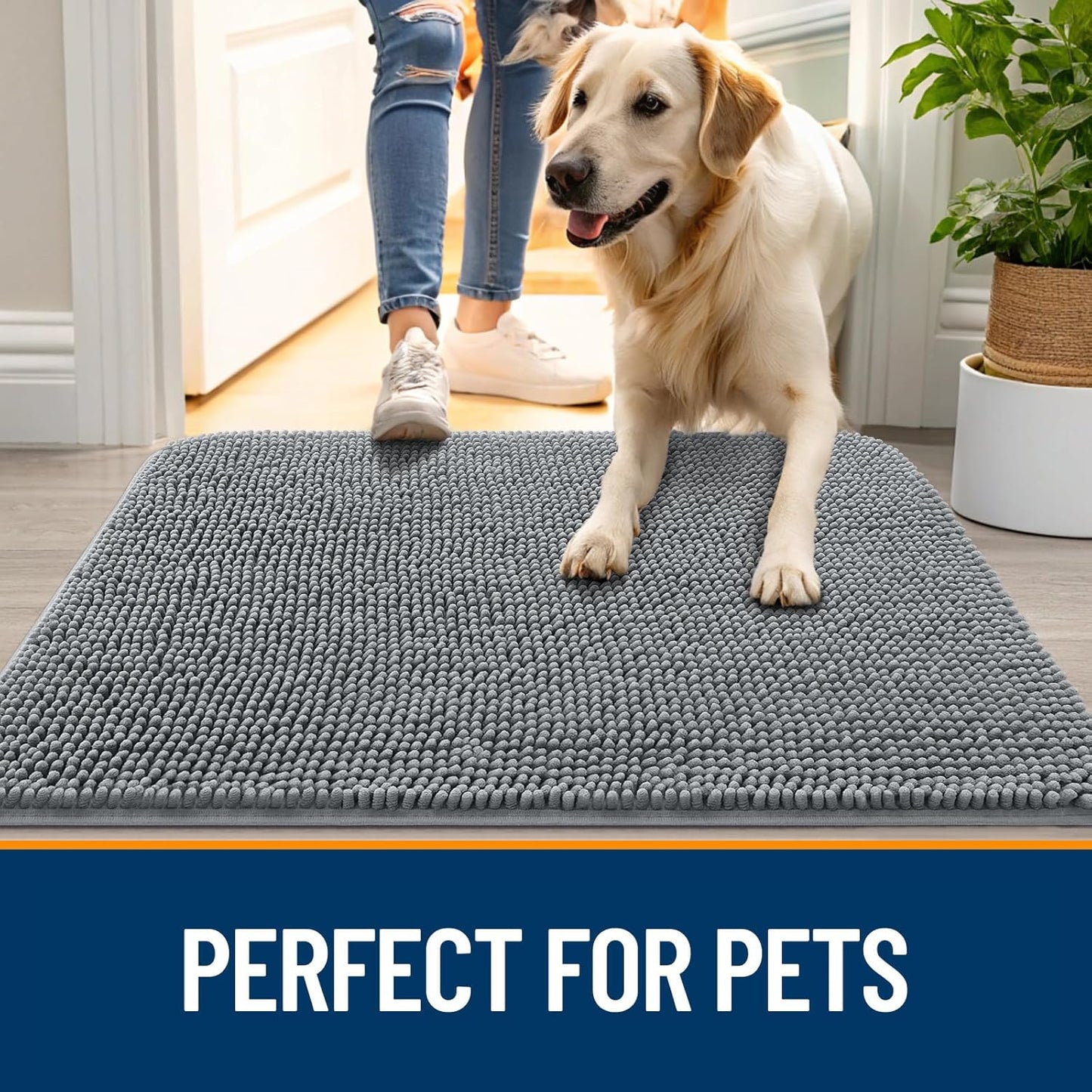 Transform Your Entryway with the OLANLY Dog Door Mat – Soft, Absorbent, and Non-Slip for Muddy Paws (30" x 20")