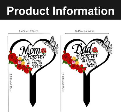 Plaque Grave Marker for Cemetery - Cardinals Garden Stake Metal Decoration for Mom Dad Outdoors