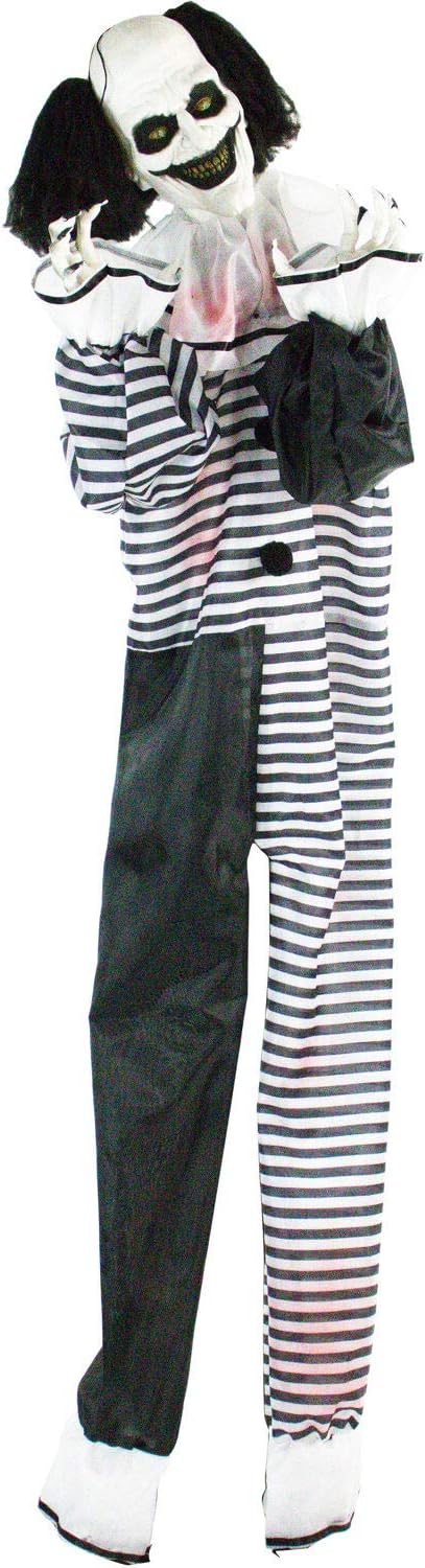 Scary Animatronic Talking Clown with Touch Activated Lights and Sounds, Indoor or Covered Outdoor Halloween Decorations for Home