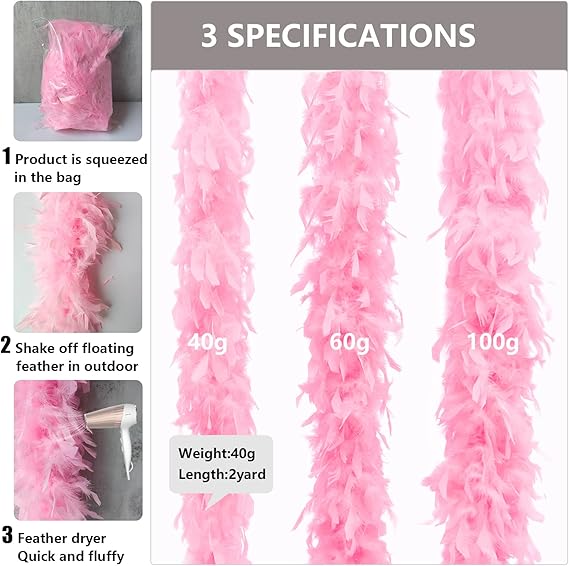 19 Color 40/60g 2Yard Chandelle Feather Boa Dancing Wedding Party Halloween Costume Decoration
