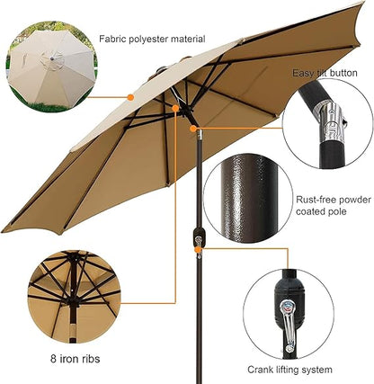 Outdoor Patio Umbrella Outdoor Table Umbrella Yard Umbrella Market Umbrella with 8 Sturdy Ribs