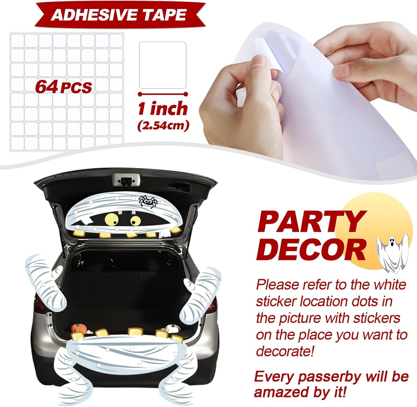 Car Decorations Kit for SUV Halloween Mummy Trunk or Treat Car Decorations Kit, Outdoor