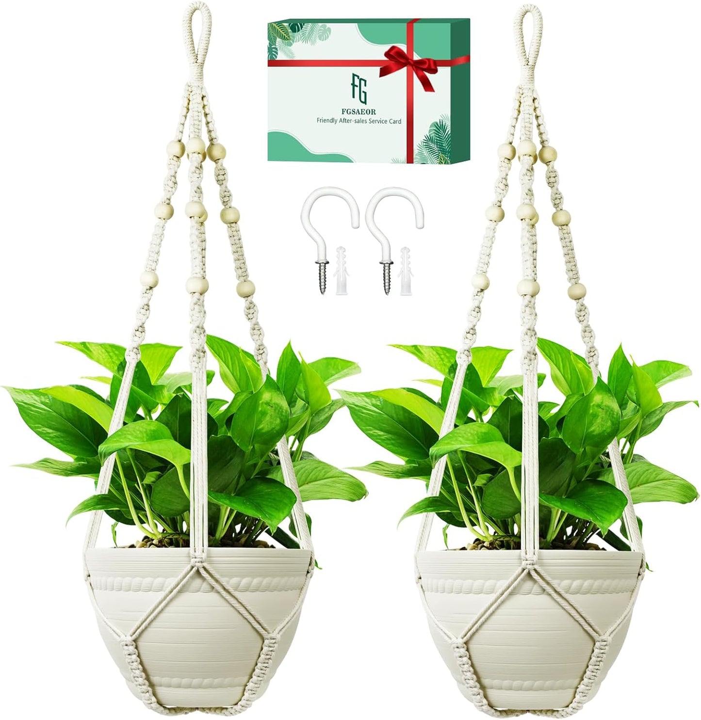 Plant Holder Basket Hanging 3-15 inch Pot Bearing 20lb Planters 35 Inches Extra Long