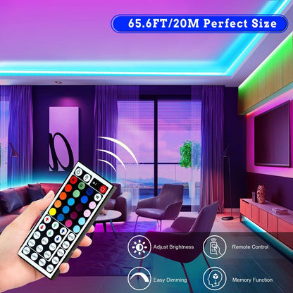 Ultra Long RGB Color Changing LED Light Strips Kit with 44 Keys Ir Remote Led Lights for Bedroom,
