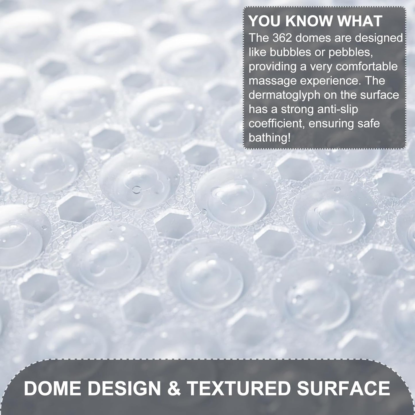 Non Slip 40 x 16 Inch Extra Long Bathtub Mat Machine Washable Bathmat with Drain Holes