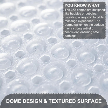 Non Slip 40 x 16 Inch Extra Long Bathtub Mat Machine Washable Bathmat with Drain Holes