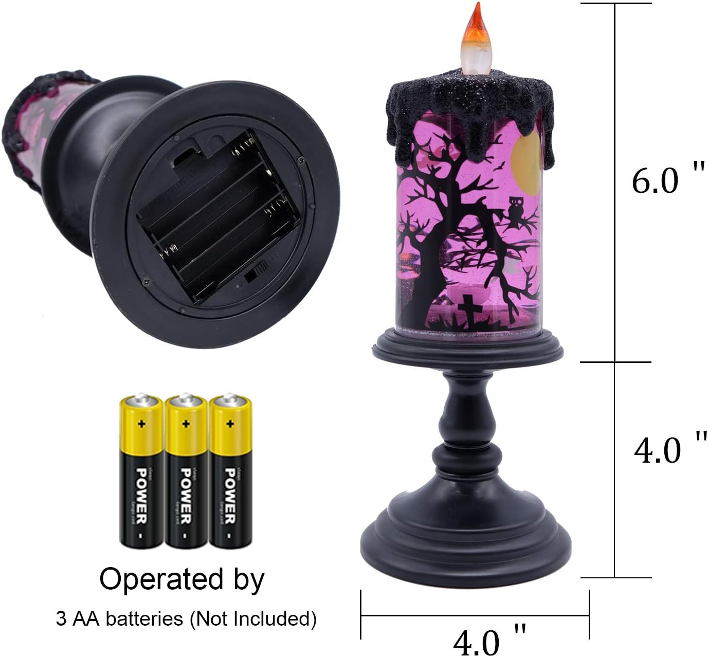 Globe Candles Lighted Lamp Battery Operated Spinning Water Glittering Tornado Flameless