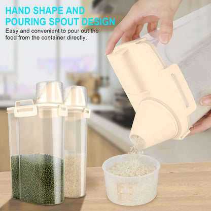 Food Storage Containers BPA Free Plastic Storage Bin Dispenser with Pourable Spout Measuring cup for Cereal