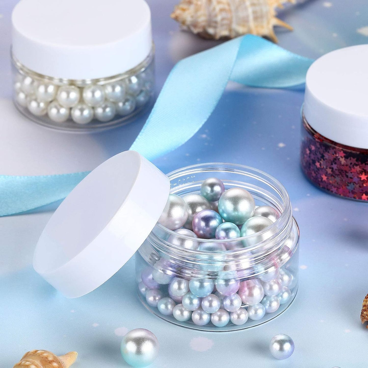 4 Pieces Round Wide mouth Leak Proof Plastic Container Jars with Lids for Travel Storage Makeup Beauty Products