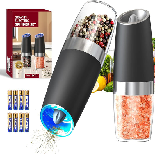 Electric Salt and Pepper Grinder Set Automatic Salt and Pepper Grinder Set with LED Light Battery Operated