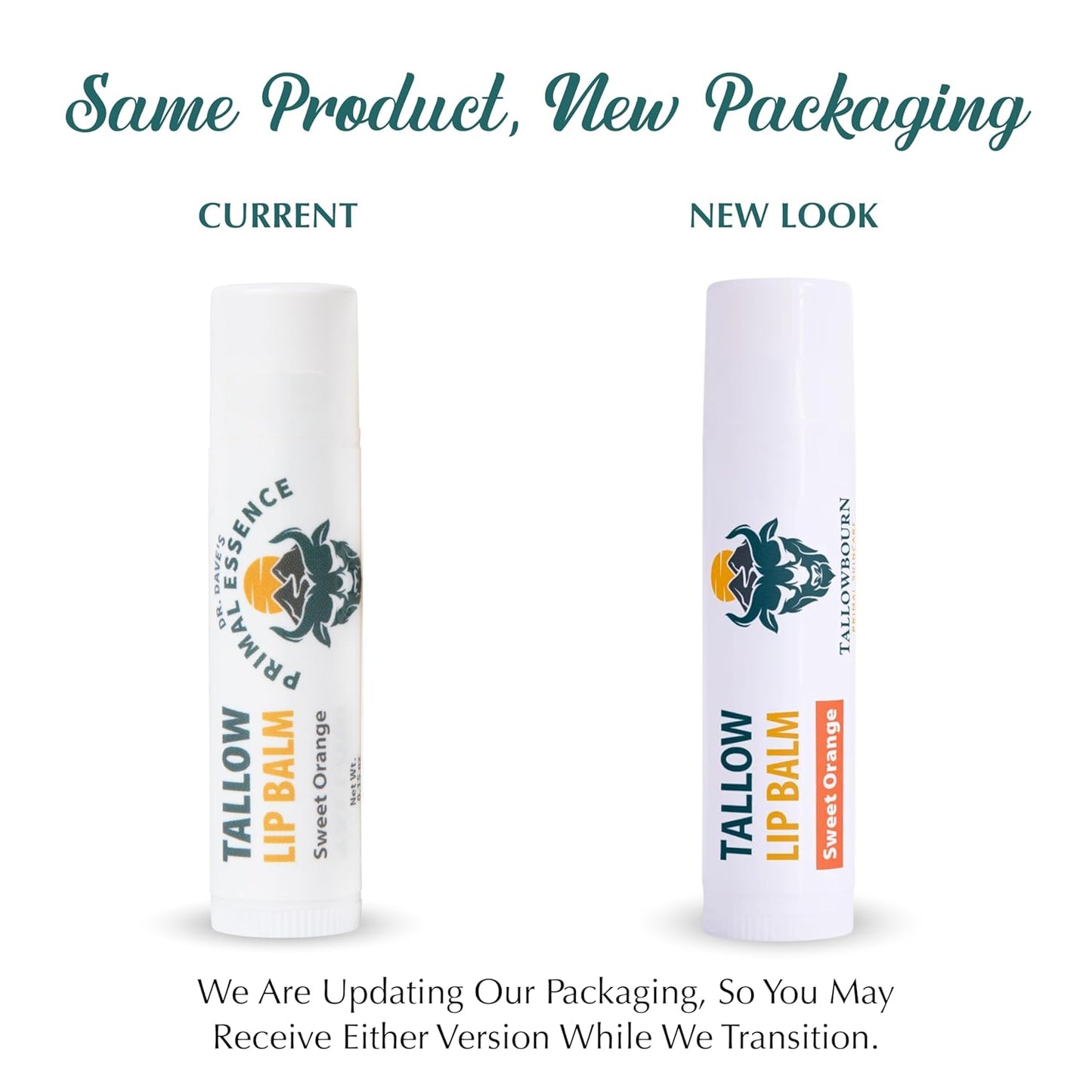 Grass-Fed Beef Tallow with Organic Coconut Oil Beeswax and Vitamin E – Sweet Orange Lip Balm Set