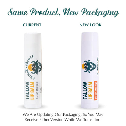 Grass-Fed Beef Tallow with Organic Coconut Oil Beeswax and Vitamin E – Sweet Orange Lip Balm Set