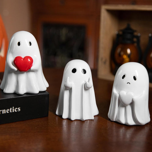 3pcs Resin Ghost Spooky Statue Set Quirky Gifts Small Figurines for Halloween Party