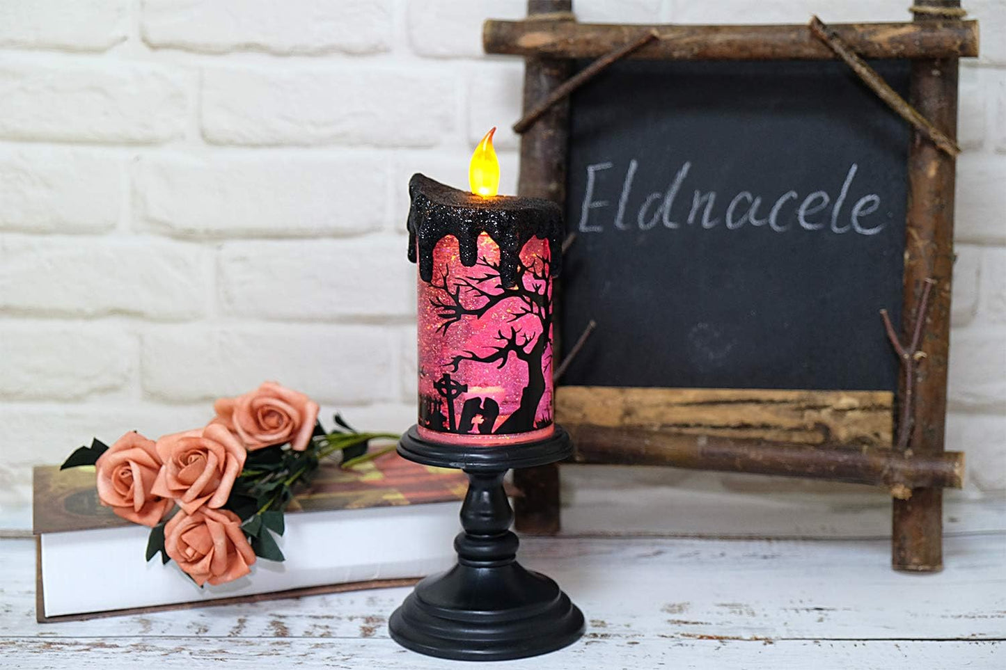 Globe Candles Lighted Lamp Battery Operated Spinning Water Glittering Tornado Flameless