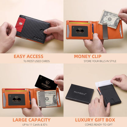 Slim Wallets for Men Leather Money Clip Mens Wallet  RFID Blocking Front Pocket Bifold Wallet