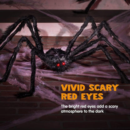 2 Pack Hairy Black Spider Scary Giant Spider Fake Large Haunted House Props, Halloween Yard Lawn Decorations