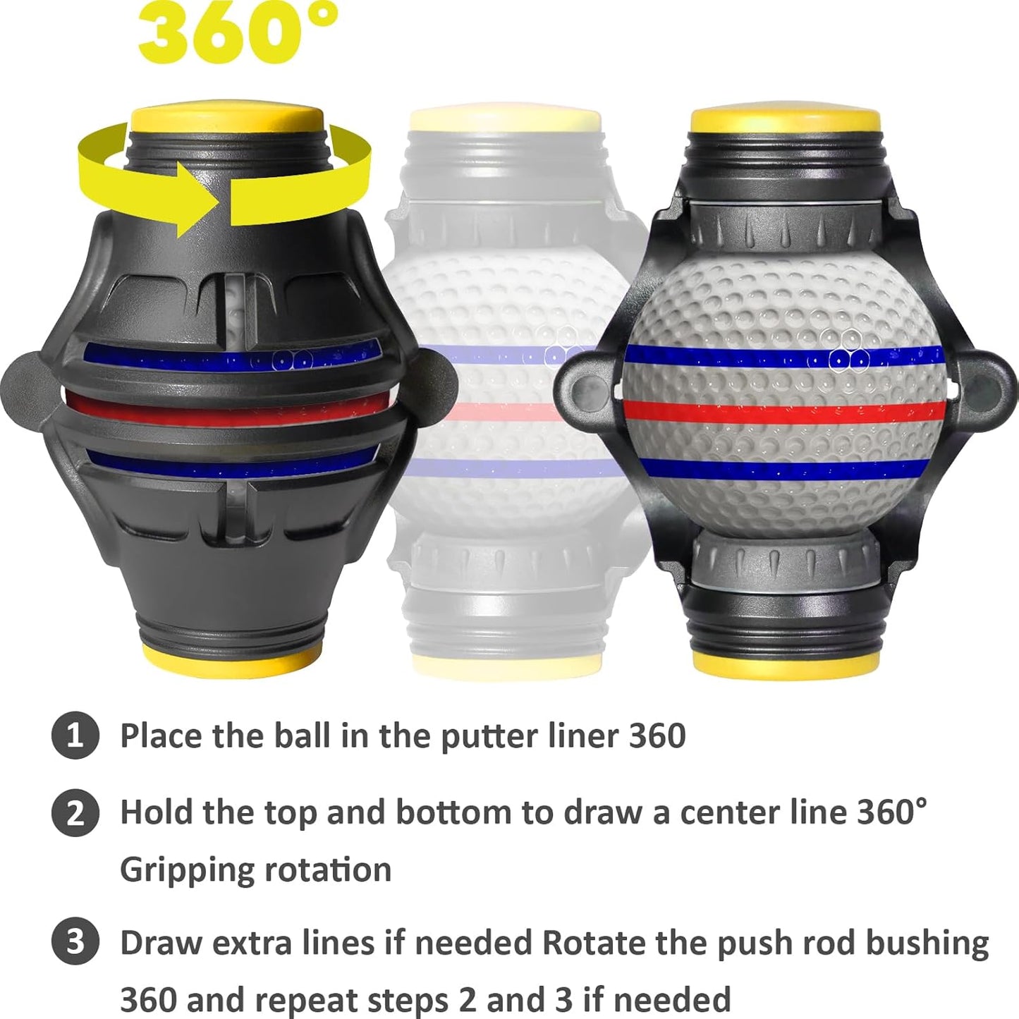 Triple Line Golf Ball Marker Golf Ball Line Marker Tool Golf Ball Marker Stencil Alignment Ball Marker