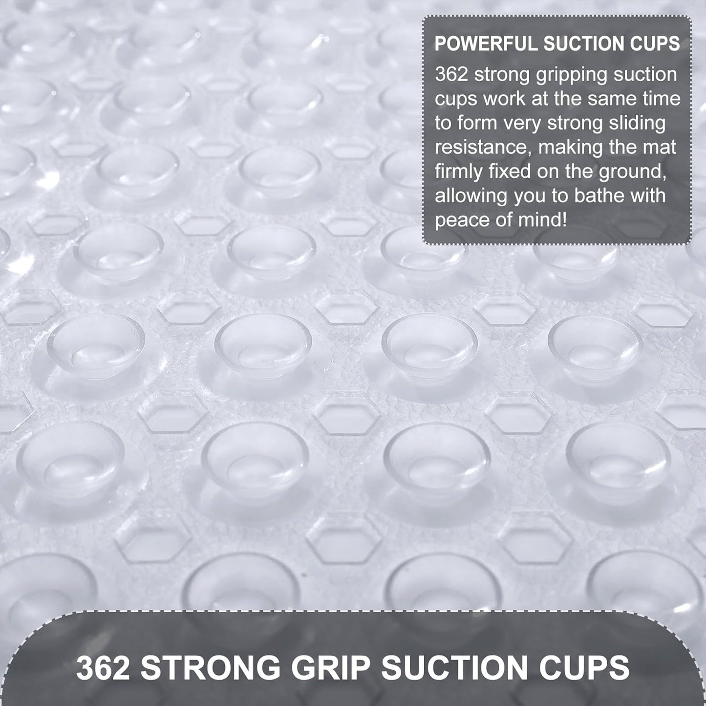 Non Slip 40 x 16 Inch Extra Long Bathtub Mat Machine Washable Bathmat with Drain Holes