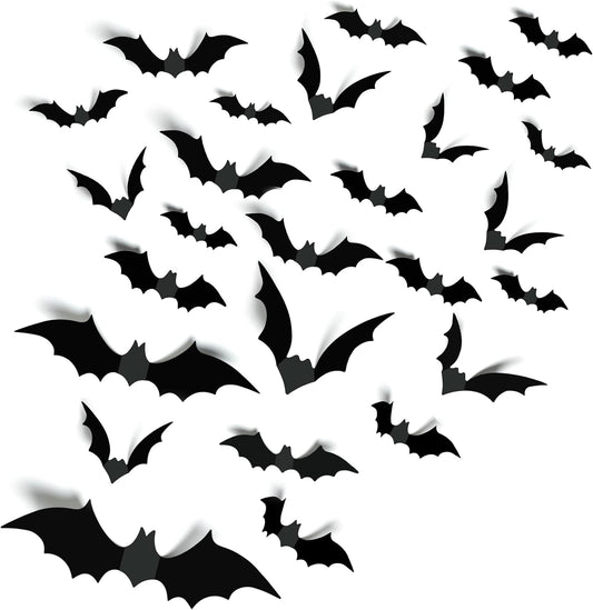 140Pcs Realistic PVC 3D Black Scary Bat Wall Stickers for Creepy Home & Indoor Decor