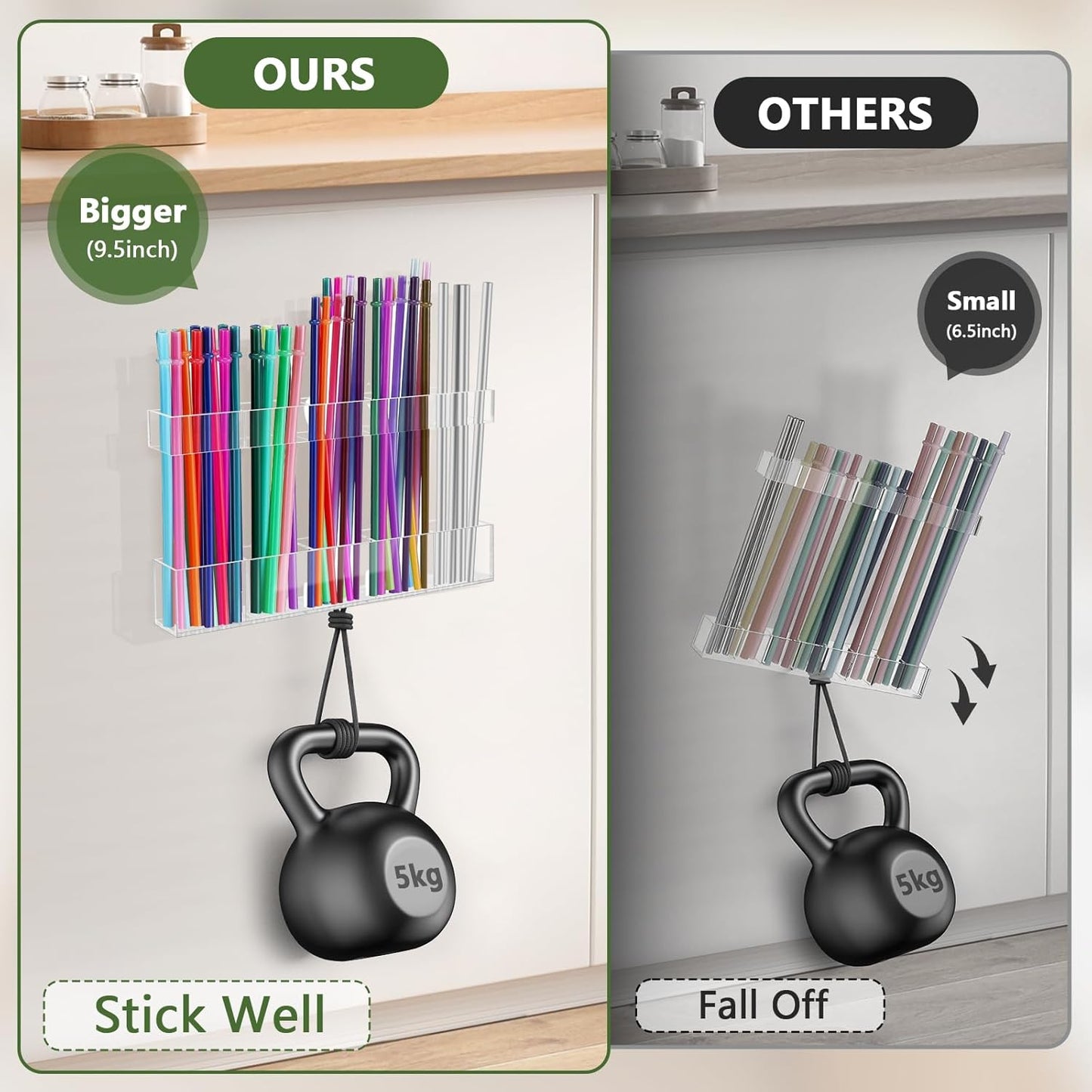 Acrylic Straw Holder for Cabinet Door  Reusable Tumbler Straw Organizer Storage Small Kitchen Accessories Container