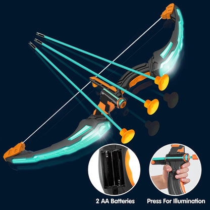 LED Light Up Archery Toy Set with 9 Suction Cup Arrows Target & Arrow Case Indoor and Outdoor Hunting Play