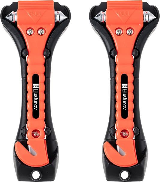 Set of 2 Auto Car Escape Tool Car Window Glass Hammer Breaker and Seat Belt Cutter Escape 2-in-1 Tool, for Family Rescue