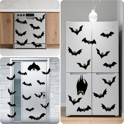 Magnetic Bats for Garage Door Decorations with Glowing Eye Stickers Fridge