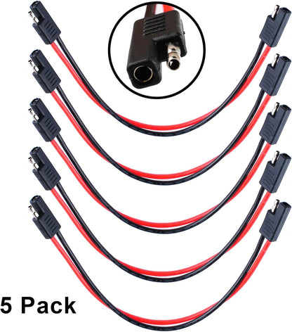Wire Harness SAE Connector (5 Pack) Heavy Duty Cable 12" 12 Gauge 12V Quick Connect