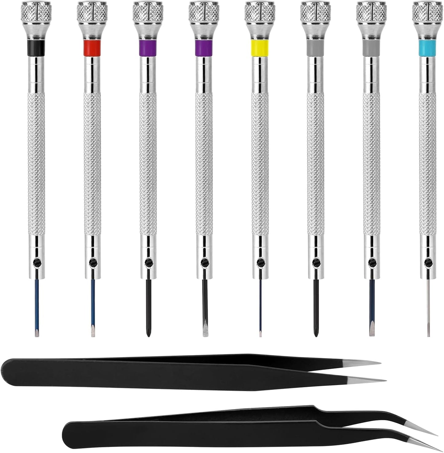 8 Piece Micro Precision Screwdriver Set with 2 Tweezers for Electronics Jewelry