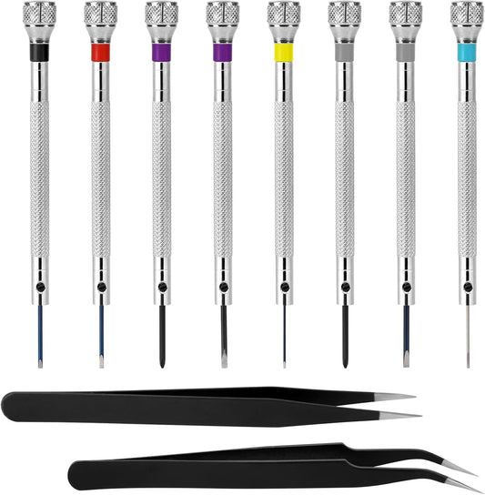 8 Piece Micro Precision Screwdriver Set with 2 Tweezers for Electronics Jewelry