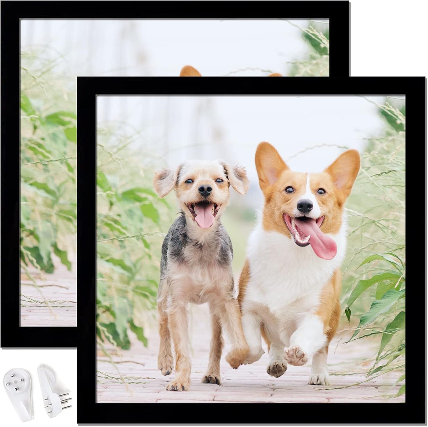 Set of 2 Black Square Photo Frames High Transparent Wall Gallery Desktop Horizontal Vertical