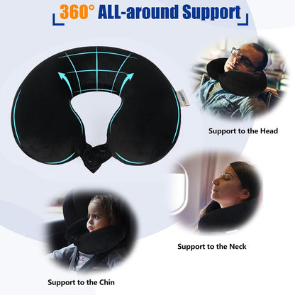 100% Pure Memory Foam Travel Neck Pillow, Airplane Pillow for Traveling Car Home Office