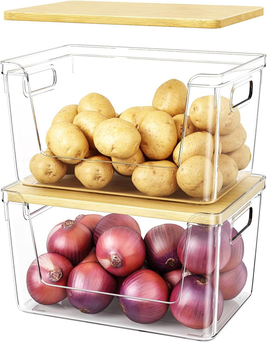 2 Set Stackable Storage Kitchen Sturdy and Durable Storage Basket for Potato Onion Garlic Fruit Vegetable