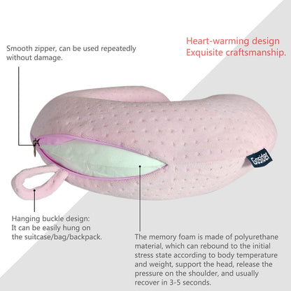 Sleeping Travel Pink Travel Pillow Comfortable U Shape Memory Foam Pillows Neck and Head