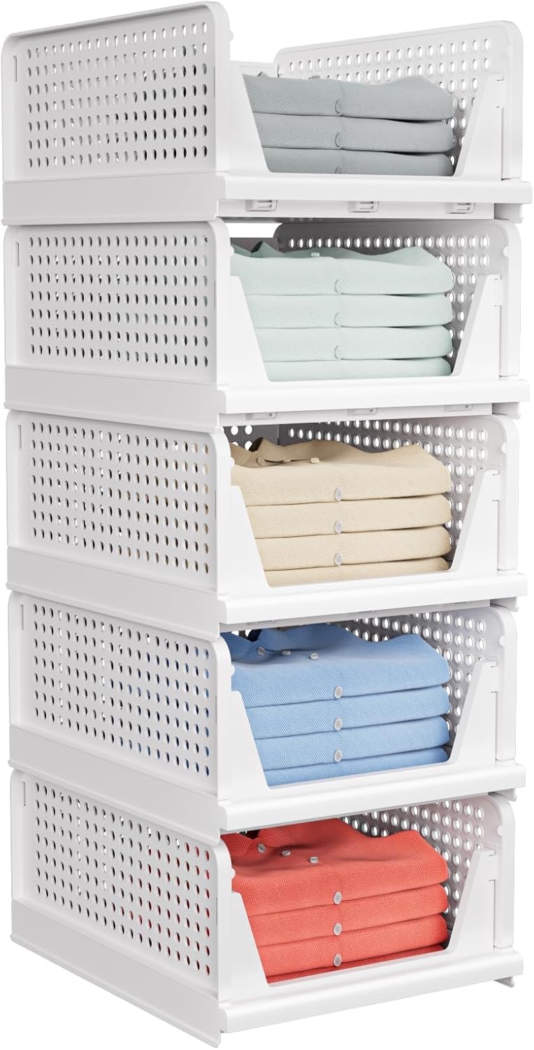 Stackable Storage Bins Multifunctional & Foldable Closet Organizer Waterproof