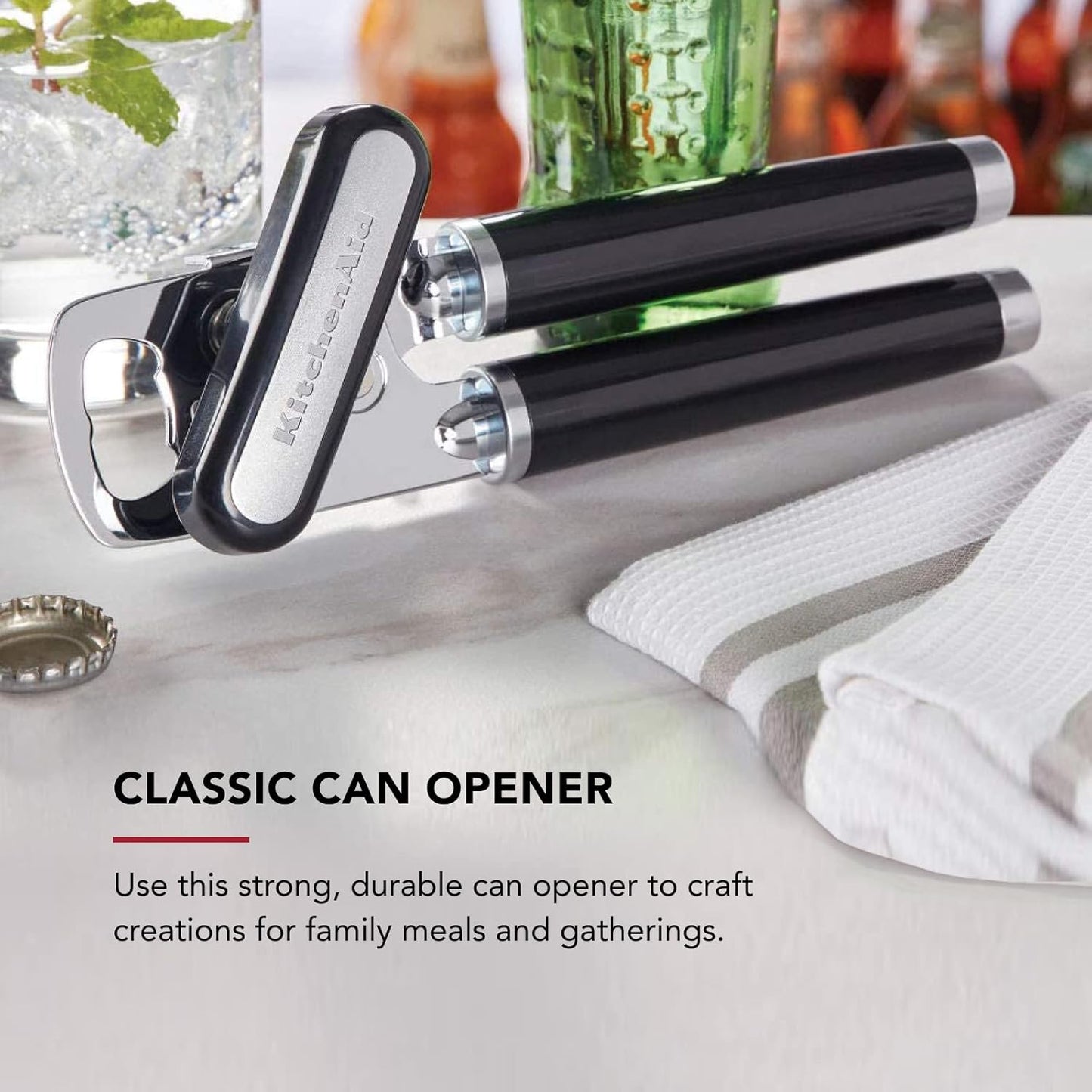 Classic Multifunction Can Opener and Bottle Opener Easy to Use Razor Sharp Stainless Steel Cutting Wheel
