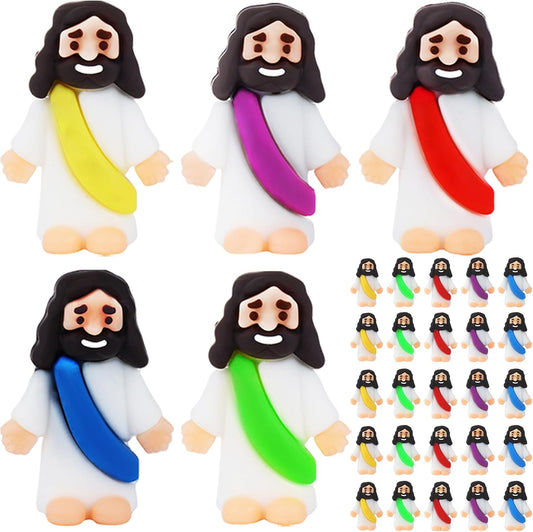 25Pcs Bulk Mini Jesus Figurines Tiny Small Rubber Baby Jesus Toys to Hide Cute Pocket Miniature Jesus