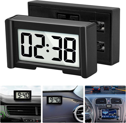 Mini Car Dashboard Clock Battery Operated Car Truck Dashboard Time Self-Adhesive Bracket Vehicle Automotive Dash